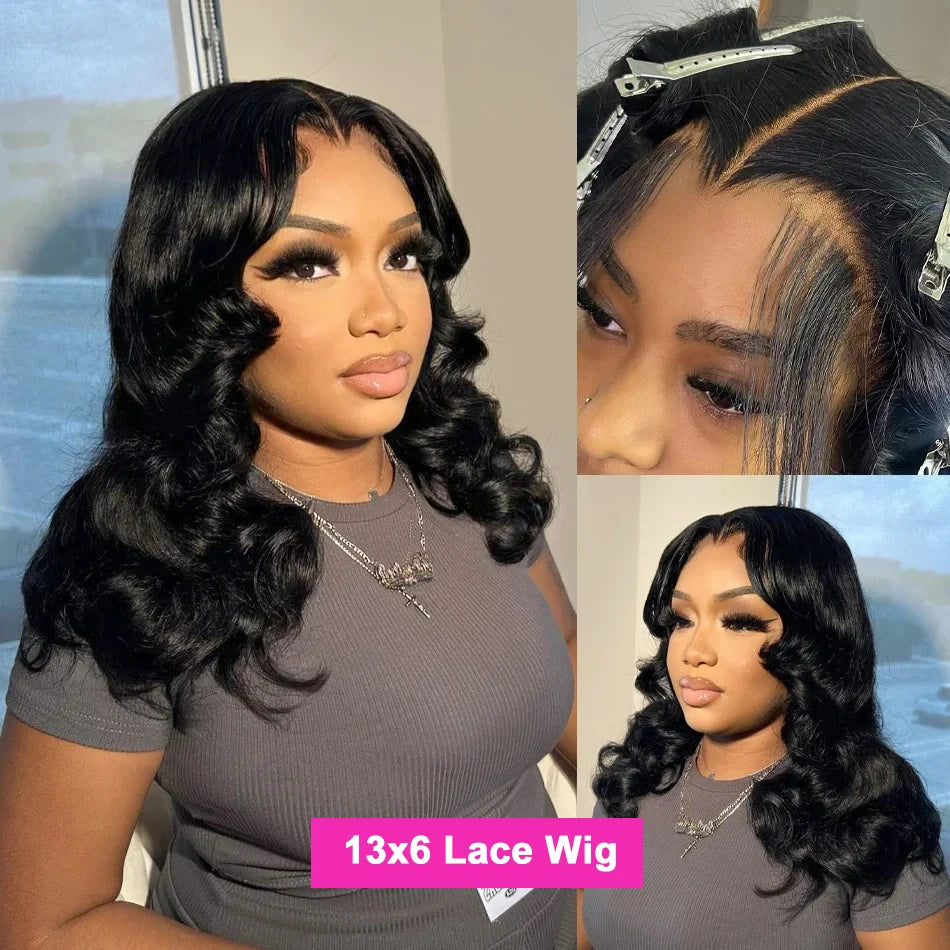 Body Wave Bob Wig 13x4 Transparent Lace Frontal Wig Brazilian Human Hair Wigs Virgin Remy Hair13x4 Lace Closure Wig 180% Density