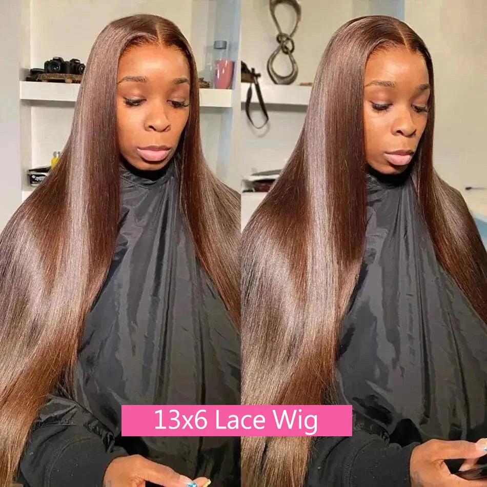 Bone Straight Chocolate Brown 13x6 Lace Frontal Wig 30 Inch Human Hair 13x4 Hd Lace Front Wigs Colored Brazilian Women Choice