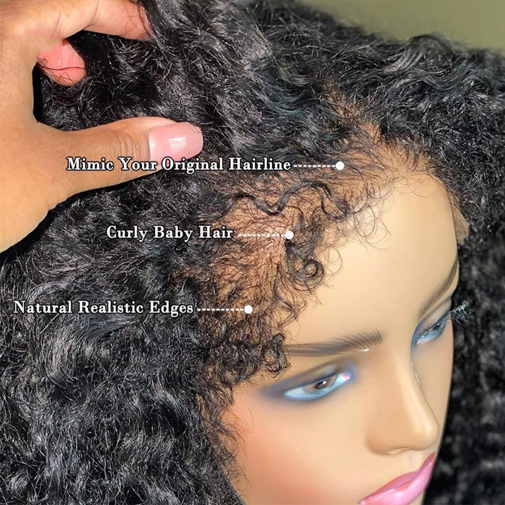 Bob Kinky Curly Human Hair Frontal Wig 4C Edges Lace Front Wigs 13*4 Human Hair Wig Natural Hairline