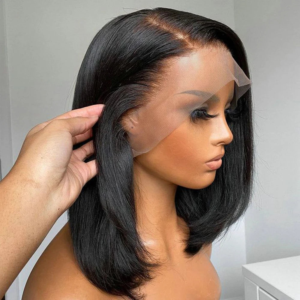Wear Go Glueless 13x4 Bone Straight Bob Wig Lace Front Human Hair Wigs For Lace Frontal Wig 180%