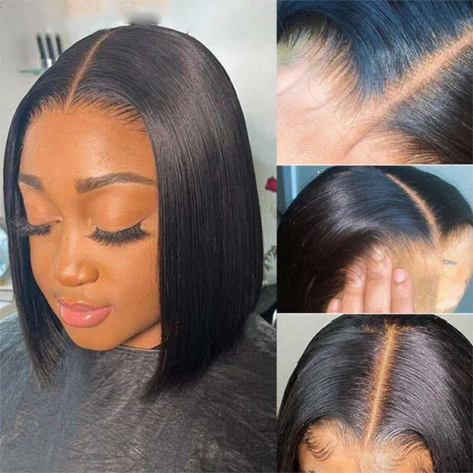 Wear Go Glueless 13x4 Bone Straight Bob Wig Lace Front Human Hair Wigs For Lace Frontal Wig 180%