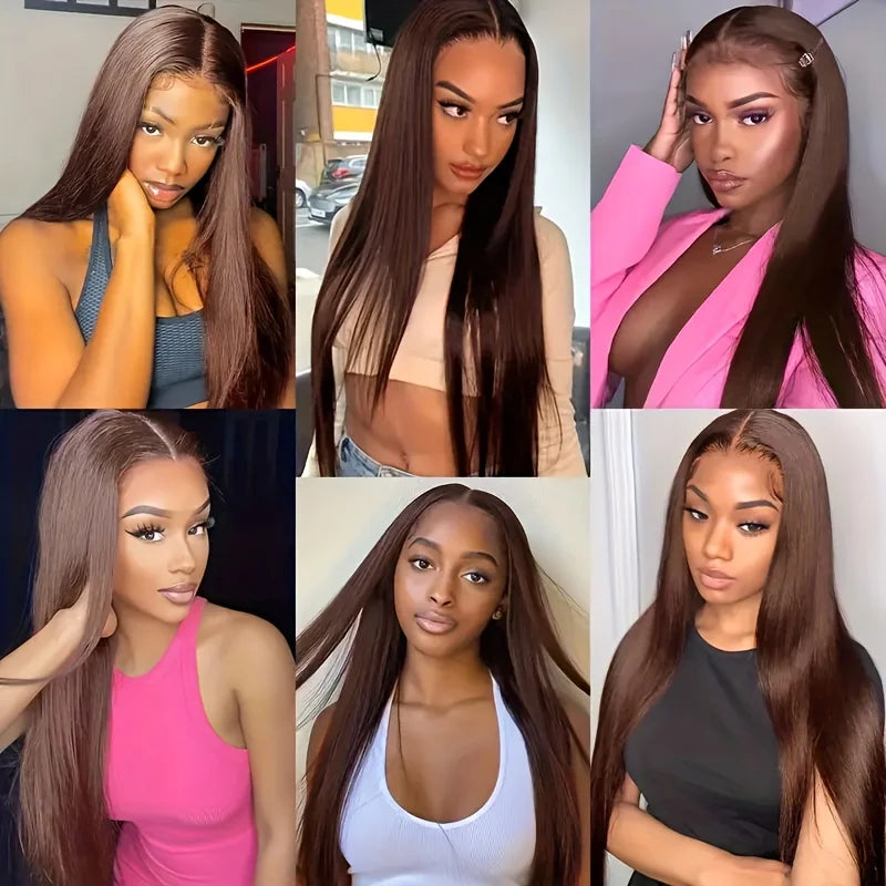 Bone Straight Chocolate Brown 13x6 Lace Frontal Wig 30 Inch Human Hair 13x4 Hd Lace Front Wigs Colored Brazilian Women Choice