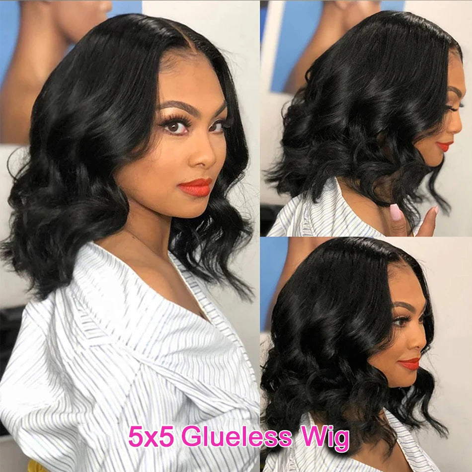 Body Wave Bob Wig 13x4 Transparent Lace Frontal Wig Brazilian Human Hair Wigs Virgin Remy Hair13x4 Lace Closure Wig 180% Density