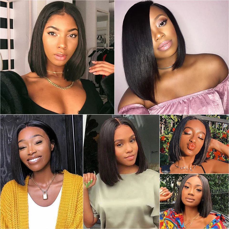 Wear Go Glueless 13x4 Bone Straight Bob Wig Lace Front Human Hair Wigs For Lace Frontal Wig 180%