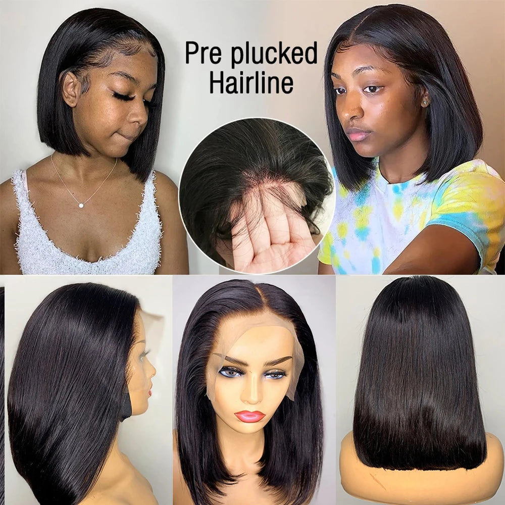 Wear Go Glueless 13x4 Bone Straight Bob Wig Lace Front Human Hair Wigs For Lace Frontal Wig 180%