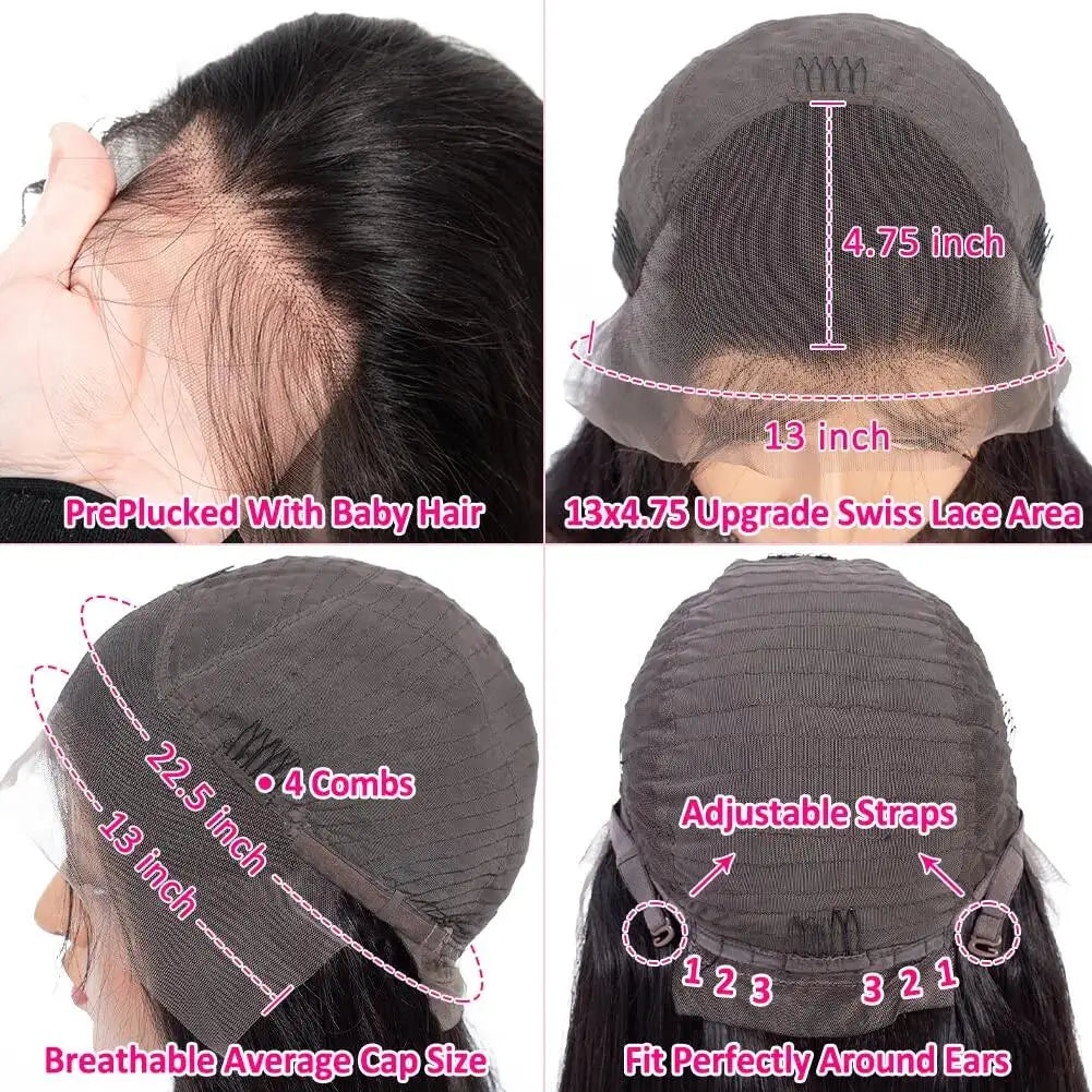 Wear Go Glueless 13x4 Bone Straight Bob Wig Lace Front Human Hair Wigs For Lace Frontal Wig 180%