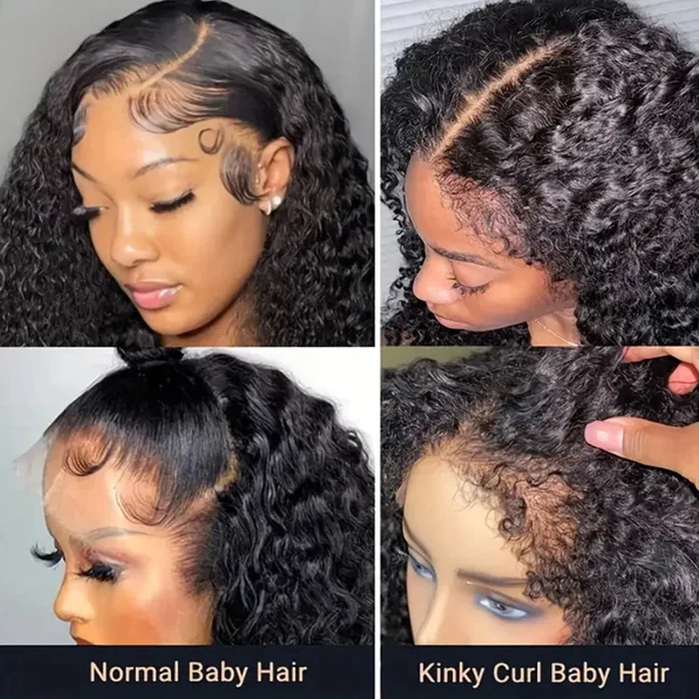 Bob Kinky Curly Human Hair Frontal Wig 4C Edges Lace Front Wigs 13*4 Human Hair Wig Natural Hairline