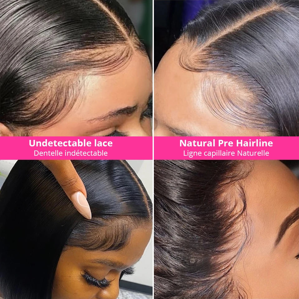 Wear Go Glueless 13x4 Bone Straight Bob Wig Lace Front Human Hair Wigs For Lace Frontal Wig 180%