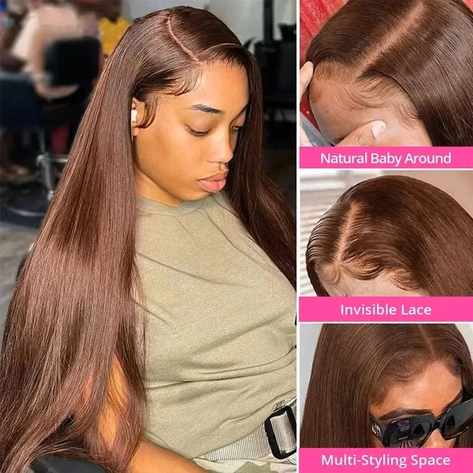 Bone Straight Chocolate Brown 13x6 Lace Frontal Wig 30 Inch Human Hair 13x4 Hd Lace Front Wigs Colored Brazilian Women Choice