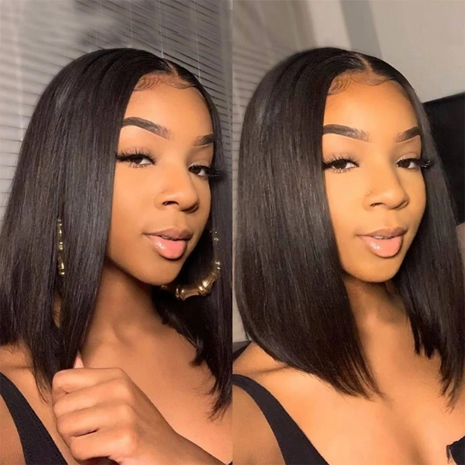 Wear Go Glueless 13x4 Bone Straight Bob Wig Lace Front Human Hair Wigs For Lace Frontal Wig 180%